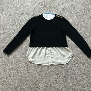 Aqua shirttail hem layered look cashmere sweater in size S